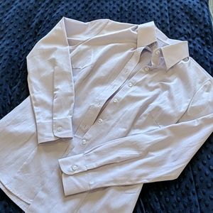 Custom made button down with roomy chest